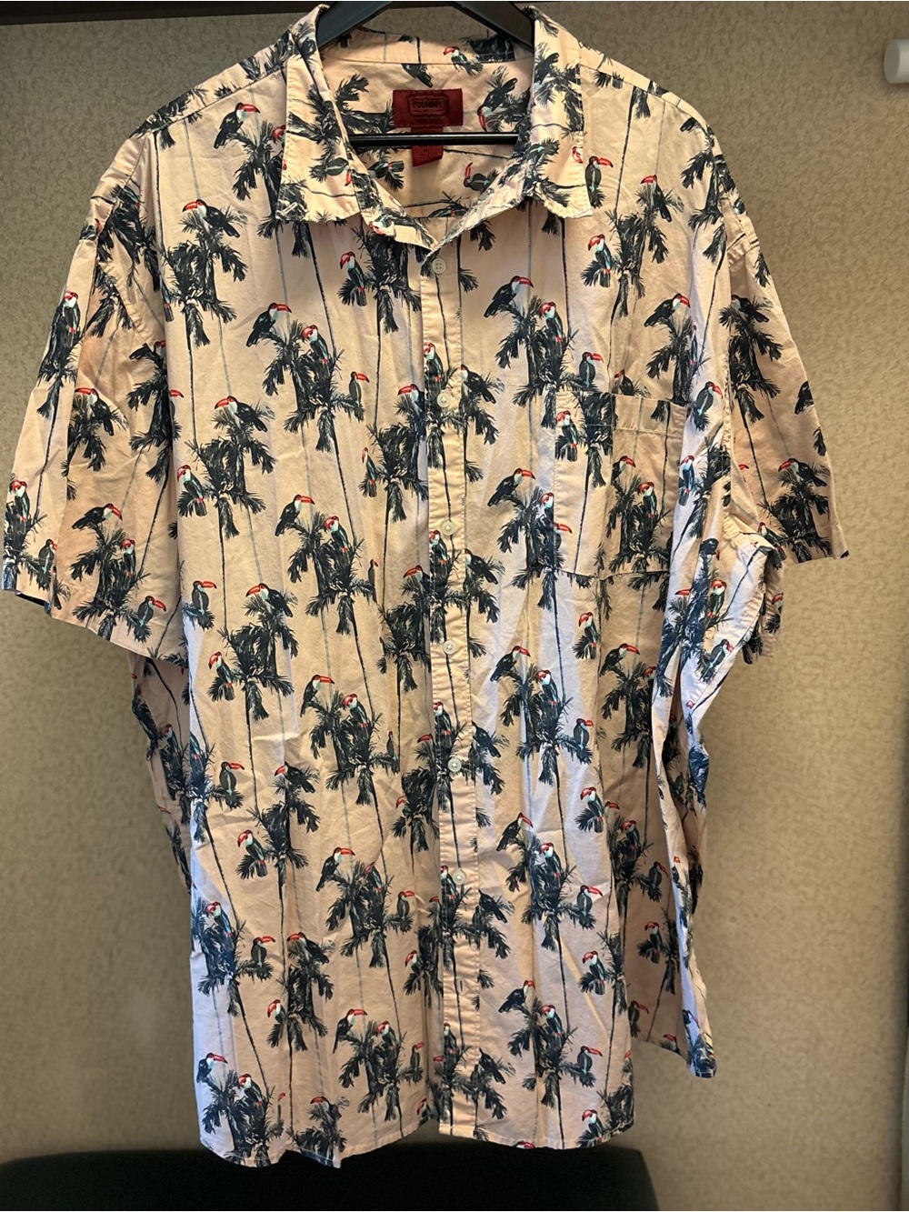 The Foundry Supply Co. Beige Tropical Toucan Print Button-Up Shirt